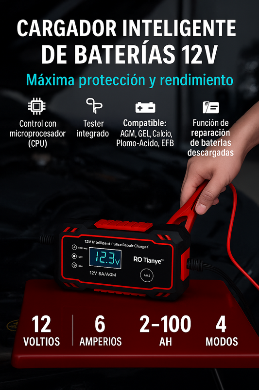 Cargador Bateria Carro Moto 12v Pantalla